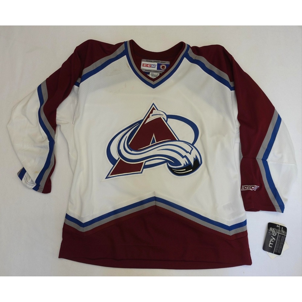 Colorado Avalanche Jersey Mens Large White NHL Hockey CCM Blank Sweater Air Knit
